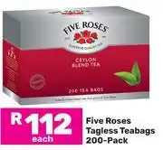Game Five Roses Tagless Teabags 200 Pack offer