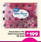 Game Great Value 1 Ply Toilet Tissue Rolls (48 Pack) offer
