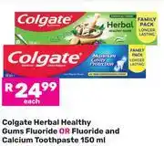 Game Colgate Herbal Healthy Gums Fluoride Or Fluoride And Calcium Toothpaste-150ml Each offer