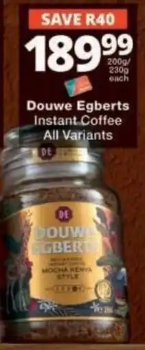 Checkers Douwe Egberts Instant Coffee All Variants offer