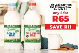 Food Lover's Market Fair Cape Ecofresh Full Cream or Low Fat Milk offer
