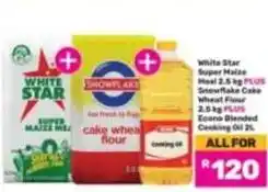 Game Snowflake - white star super maize meal, cake wheat flour, econo blended cooking oil offer
