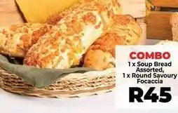 Food Lover's Market Soup bread assorted, round savoury focaccia offer