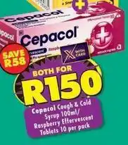 MediRite Cough & cold syrup and raspberry effervescent tablets offer