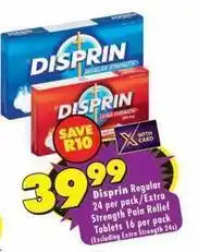 MediRite Disprin regular 24 per pack/extra strength pain relief tablets 16 per pack offer