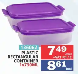 Arrow Cash And Carry PLASTIC RECTANGULAR CONTAINER offer