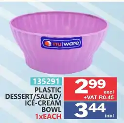 Arrow Cash And Carry nuware PLASTIC DESSERT/SALAD/ICE-CREAM BOWL offer
