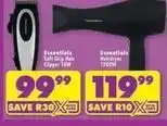 Shoprite Essentials - soft grip hair clipper 10w and hairdryer 1200w offer