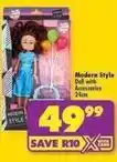 Shoprite Modern style doll with accessories 24cm offer