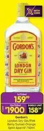Shoprite Gordon's - london dry gin/pink berry/sunset orange spirit aperitif 750ml offer