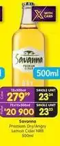 Shoprite Savanna - premium dry/angry lemon cider nrb 500ml offer