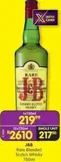 Shoprite J&b - rare blended scotch whisky 750ml offer
