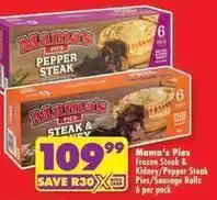 Shoprite Mama's - frozen steak & kidney/pepper steak pies/sausage rolls offer