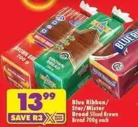 Shoprite Blue ribbon - bread sliced brown bread 700g offer