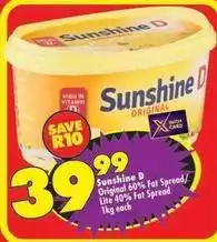 Shoprite Original 60% fat spread/lite 40% fat spread offer