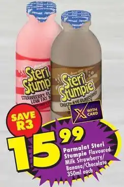 Shoprite Parmalat - steri stumpie flavoured milk strawberry/banana/chocolate offer