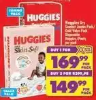 Shoprite Huggies - dry comfort jumbo pack / gold value pack disposable nappies/pants offer