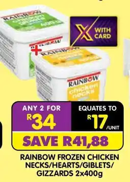 Shoprite RAINBOW FROZEN CHICKEN NECKS/HEARTS/GIBLETS/GIZZARDS 2x400g offer