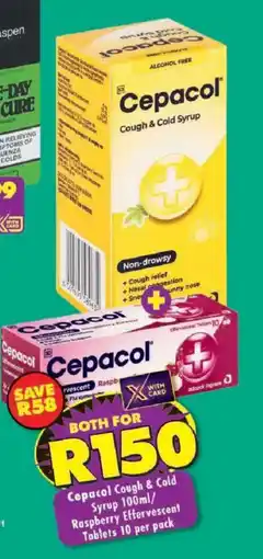 Shoprite Cepacol Cough & Cold Syrup / Raspberry Effervescent Tablets offer