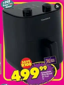 Shoprite Essentials Black Manual Air Fryer offer