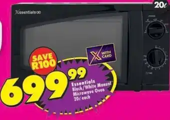Essentials Black/White Manual Microwave Oven