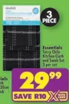 Shoprite Essentials Terry Chills Kitchen Cloth and Swab Set offer