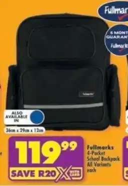 Shoprite Fullmarks 4-Pocket School Backpack offer