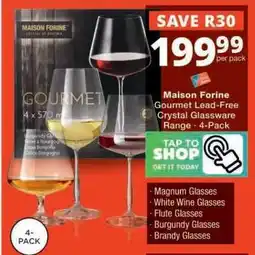 Checkers Maison Forine Gourmet Lead-Free Crystal Glassware Range - 4-Pack offer