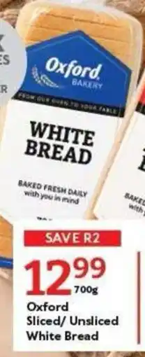 Oxford Freshmarket Oxford Sliced/Unsliced White Bread offer