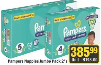J&E Cash and Carry Pampers Nappies Jumbo Pack 2's offer