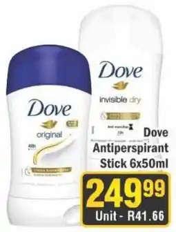 J&E Cash and Carry Dove Antiperspirant Stick offer