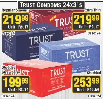 J&E Cash and Carry TRUST CONDOMS 24x3's offer