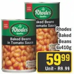 J&E Cash and Carry Rhodes Baked Beans in Tomato Sauce offer
