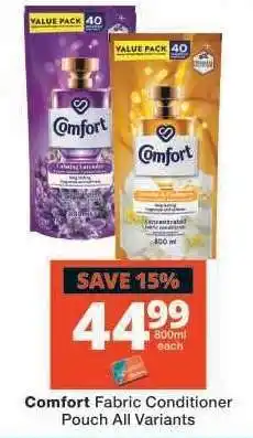 Checkers Comfort Fabric Conditioner Pouch All Variants offer