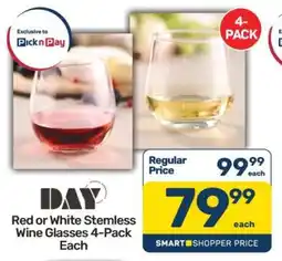 Pick n Pay Red or White Stemless Wine Glasses 4-Pack Each offer