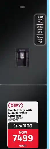 Makro DEFY Combi Fridge with Slimline Water Dispenser offer