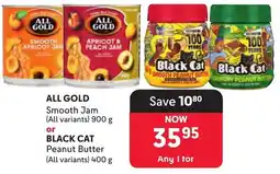 Makro All Gold Smooth Jam or Black Cat Peanut Butter offer