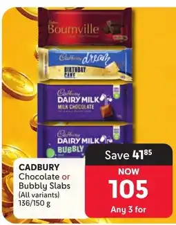 Makro Cadbury Chocolate or Bubbly Slabs offer