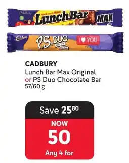 Makro Cadbury Lunch Bar Max Original or PS Duo Chocolate Bar offer