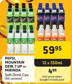 Makro Pepsi, mountain dew, 7 up or mirinda soft drink can offer