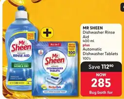 Makro Mr Sheen Dishwasher Rinse Aid plus Automatic Dishwasher Tablets offer