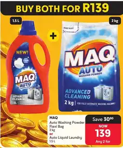 Makro MAQ Auto Washing Powder Flexi Bag or Auto Liquid Laundry offer