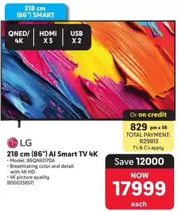 Makro LG 218 cm (86") AI Smart TV 4K offer