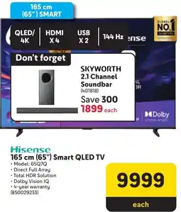 Makro Hisense 165 cm (65") Smart QLED TV offer