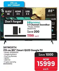 Makro SKYWORTH 215 cm (85") Smart QLED Google TV offer