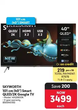 Makro SKYWORTH 101 cm (40") Smart QLED/2K Google TV offer