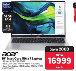 Makro acer 16" Intel Core Ultra 7 Laptop offer