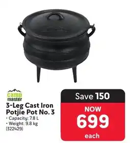 Makro camp master 3-Leg Cast Iron Potjie Pot No. 3 offer