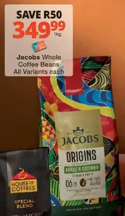 Checkers Jacobs Whole Coffee Beans offer