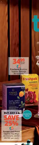 Checkers Freshpak Rooibos Tagless Teabags offer